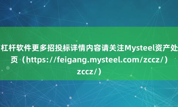 股市杠杆软件更多招投标详情内容请关注Mysteel资产处置网页（https://feigang.mysteel.com/zccz/）
